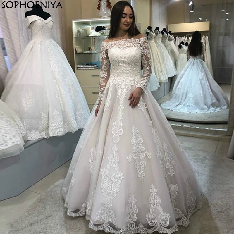 Vestido De Casamento Lace Appliques Wedding Dresses Robe Boat Neck Long Sleeves Bridal Dresses платье Robe de Soirée de Mariage
Vestido De Casamento Lace Appliques Wedding Dresses Robe Boat Neck Long Sleeves Bridal Dresses платье Robe de Soirée de Mariage