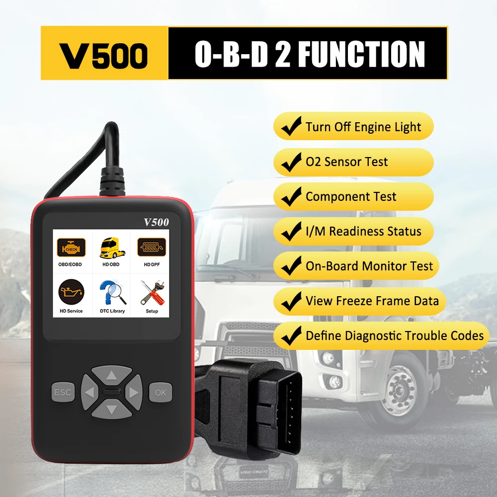 V500 Universal O-B-D2 Scanner Engine Fault Reader Read Clear Codes I/M Readiness Smog Check Car Truck Diagnostic Scan Tool 1996+
V500 Universal O-B-D2 Scanner Engine Fault Reader Read Clear Codes I/M Readiness Smog Check Car Truck Diagnostic Scan Tool 1996+