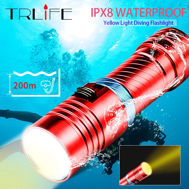IPX8 Scuba Yellow Light Diving Flashlight LED 100 Meter Waterproof Underwater Professional Divi Deep Sea Camping Lanterna Torch
IPX8 Scuba Yellow Light Diving Flashlight LED 100 Meter Waterproof Underwater Professional Divi Deep Sea Camping Lanterna Torch