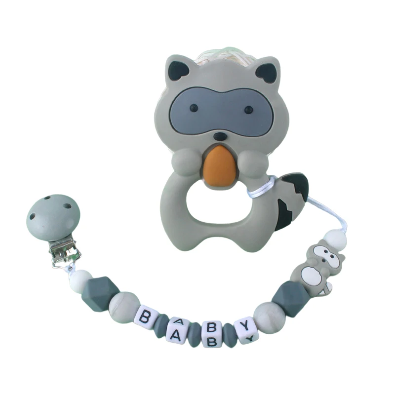 Personalized Name Handmade Pacifier Clips Dummy Holder Silicone Teething Beads Cartoon Raccoon Teether Chain Baby Name Custom
Personalized Name Handmade Pacifier Clips Dummy Holder Silicone Teething Beads Cartoon Raccoon Teether Chain Baby Name Custom