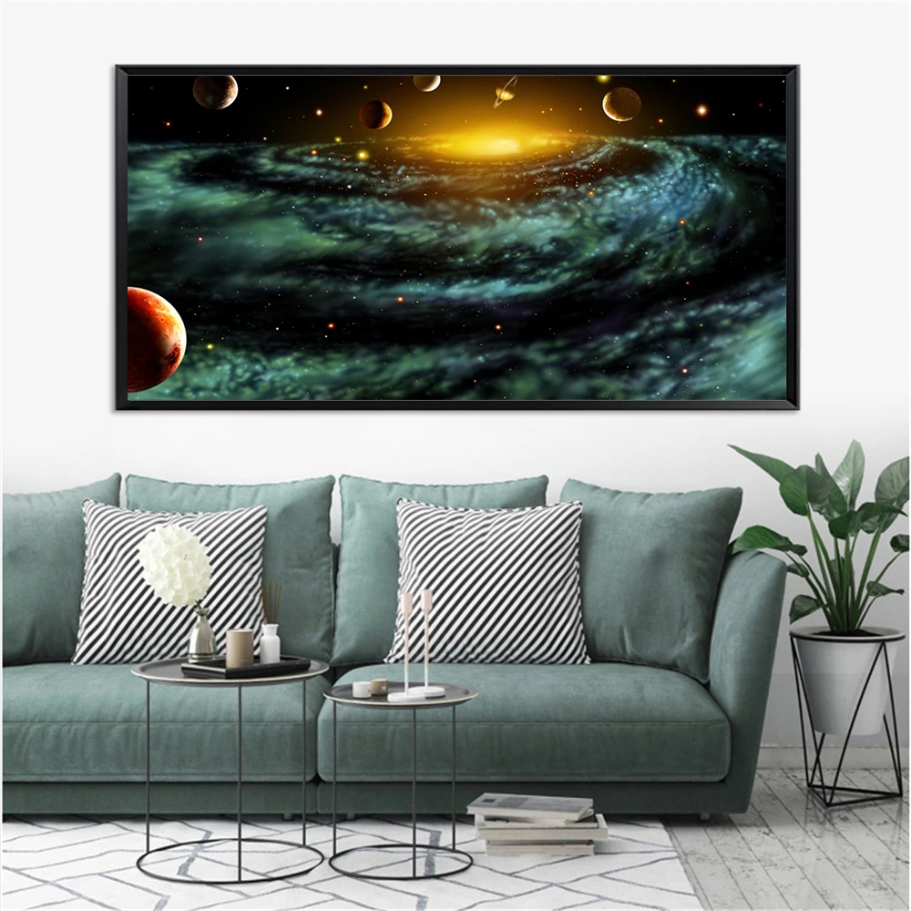 

Cosmos Starry Sky Hanging Painting Space Nebula Decoration Painting Solar System Planet Orbital Universe Sci-fi Galaxy Poster