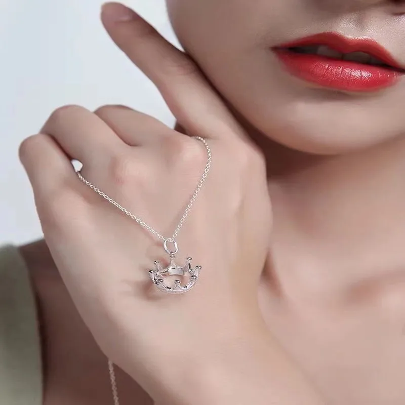 Trendy Fashion S925 Silver Diamond Crown Necklace Elegant Personality All-match Ladies High-quality Exquisite Gifts 
Trendy Fashion S925 Silver Diamond Crown Necklace Elegant Personality All-match Ladies High-quality Exquisite Gifts