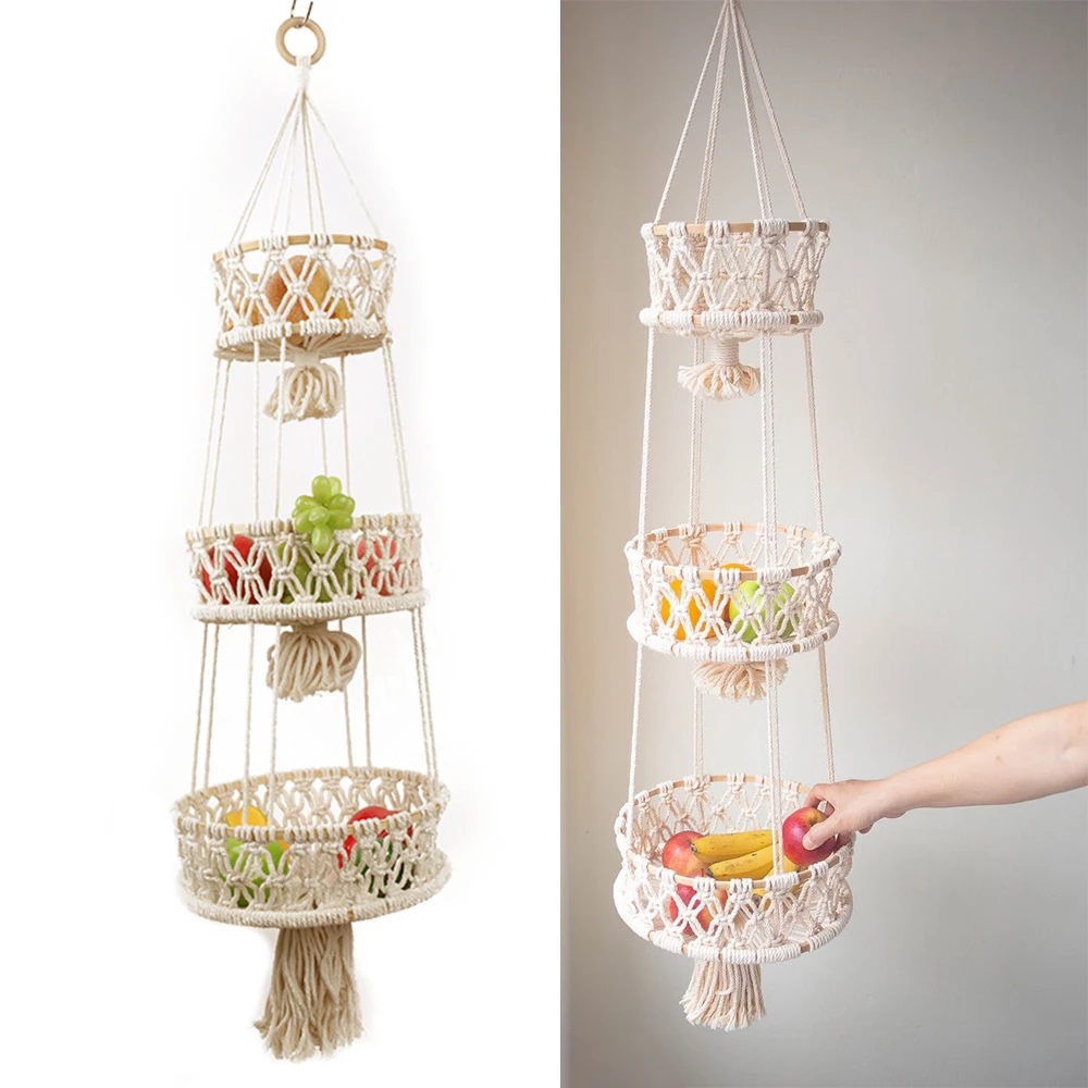 3 Tier Cotton Rope Hanging Basket Handmade Macrame Wall Hanging Plant Pot Basket Hanging Decor Knotted Lifting Rope Flower Pot
3 Tier Cotton Rope Hanging Basket Handmade Macrame Wall Hanging Plant Pot Basket Hanging Decor Knotted Lifting Rope Flower Pot
