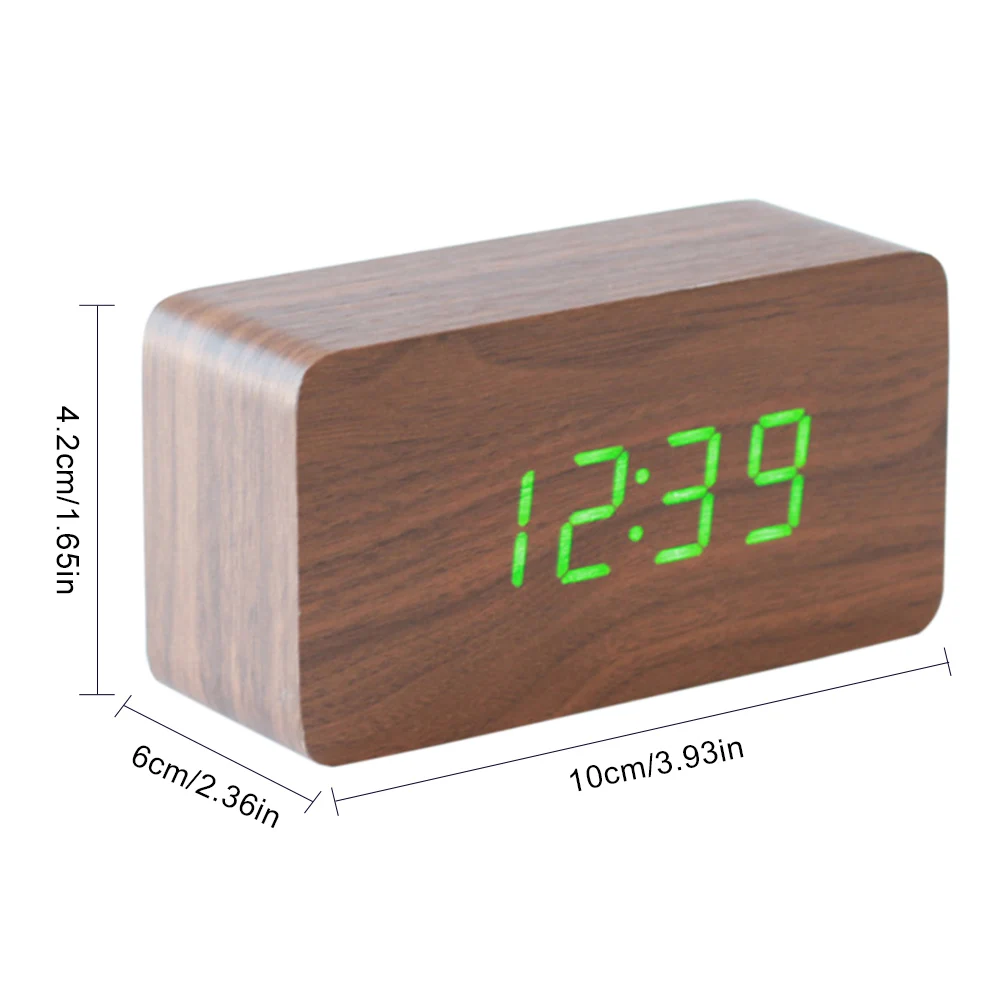 Electric Clock Wood Digital Alarm Clock Sound Control 12/24H LED Time/Date/Temperature Display, Snooze for Room
Electric Clock Wood Digital Alarm Clock Sound Control 12/24H LED Time/Date/Temperature Display, Snooze for Room