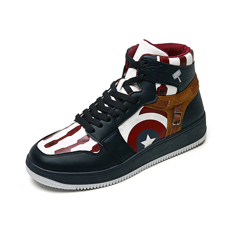 Фото Высокие кроссовки для мужчин Капитан Америка уличная одежда скейтборд обувь(Aliexpress на русском)