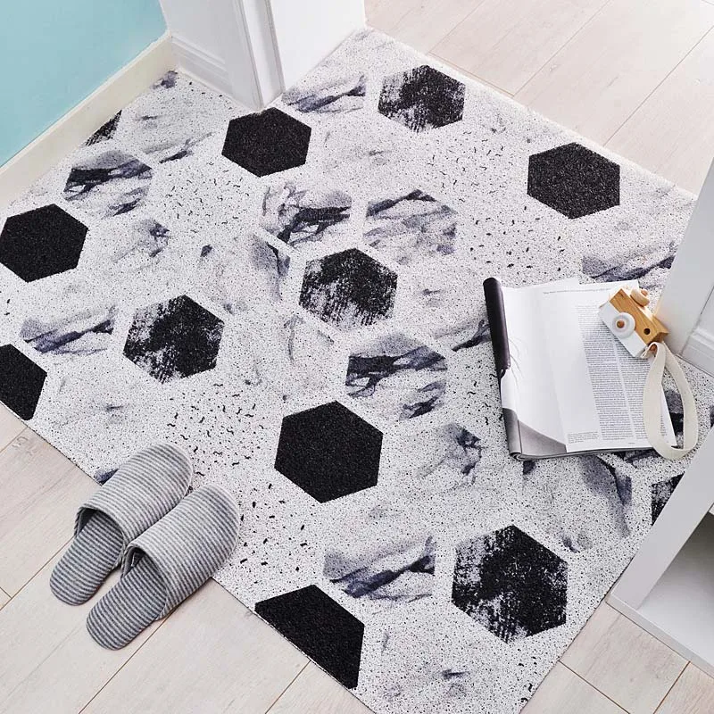 

Custom Doormat Black White Indoor/Outdoor Rug Shoes Scraper Mat for Bathroom Kitchen Plaid Anti-slip Floor Area Rugs Bath Mats