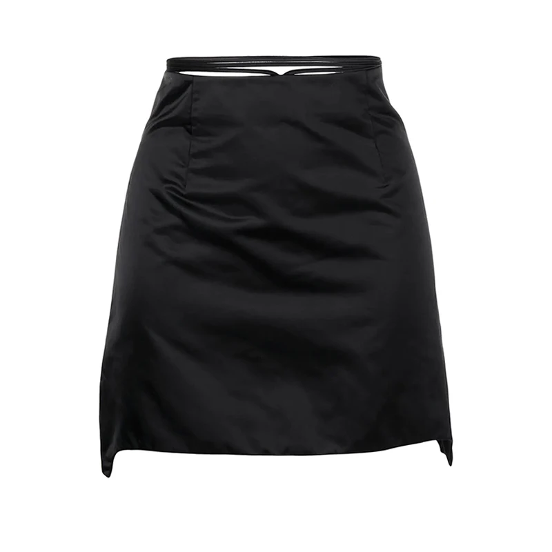 VGH Casual Satin Black Lace Up Mini Skirts Female Korean Fashion Solid High-waisted Skirt For Women 2021 Summer Clothing Stylish
VGH Casual Satin Black Lace Up Mini Skirts Female Korean Fashion Solid High-waisted Skirt For Women 2021 Summer Clothing Stylish