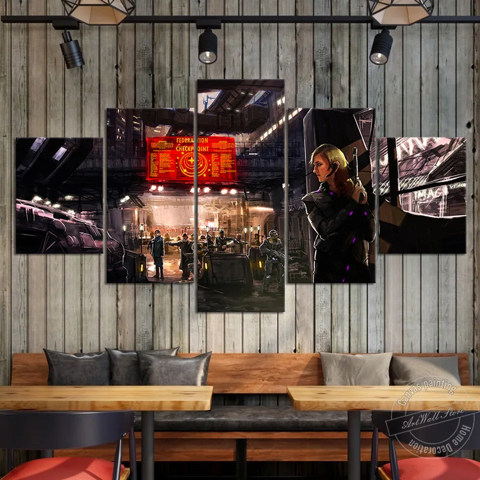 Elite:Dangerous Video Game Poster 5 Pieces Unframed Canvas Painting Canvas Art Wall Pictures for Living Room and Playroom Decor
Elite:Dangerous Video Game Poster 5 Pieces Unframed Canvas Painting Canvas Art Wall Pictures for Living Room and Playroom Decor