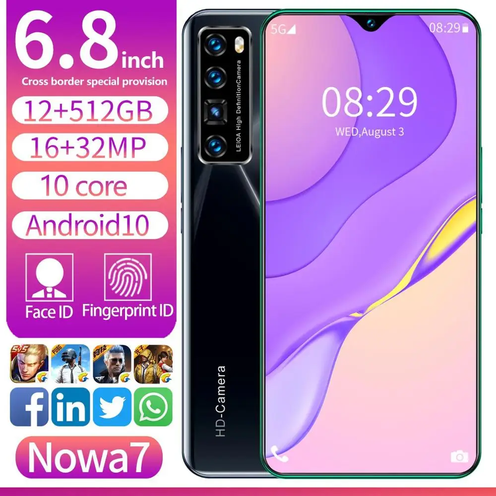 6.8" Nowa7 Mobile Phone 12 512GB ROM 10Core 5800MAH Android10 Snapdragon Global 5G Smartphone Sale In Stock Celular Google
6.8" Nowa7 Mobile Phone 12 512GB ROM 10Core 5800MAH Android10 Snapdragon Global 5G Smartphone Sale In Stock Celular Google