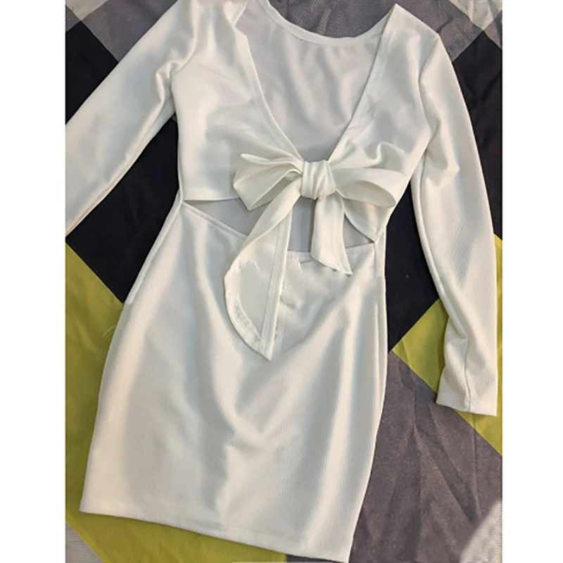 Autumn Sexy Ladies Open Back Knotted Tight Skirt Long Sleeve Short Skirt Women's Low Cut Ladies Party Skirt Solid Color Dress
Autumn Sexy Ladies Open Back Knotted Tight Skirt Long Sleeve Short Skirt Women's Low Cut Ladies Party Skirt Solid Color Dress