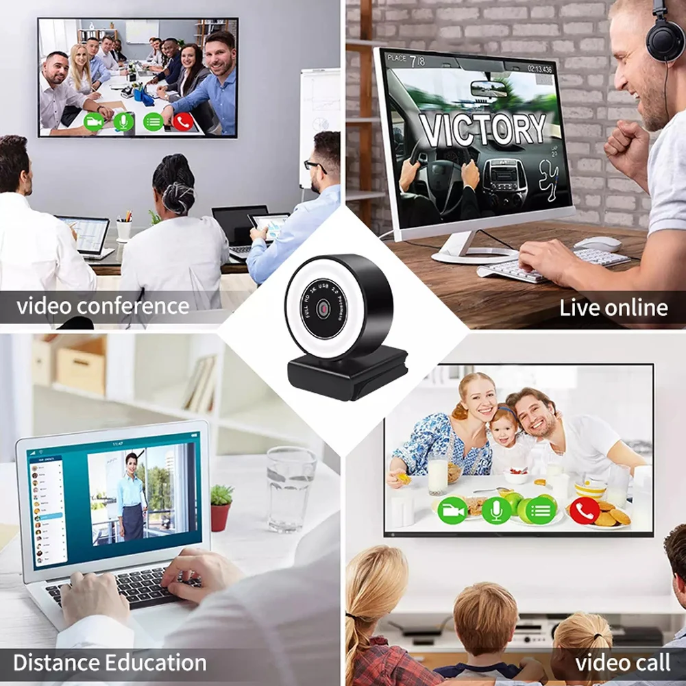 HD Webcam 2K 1080P Webcam with LED Ring Light USB Web Camera with Built-in Microphone for Desktop Laptop PC Computer
HD Webcam 2K 1080P Webcam with LED Ring Light USB Web Camera with Built-in Microphone for Desktop Laptop PC Computer
