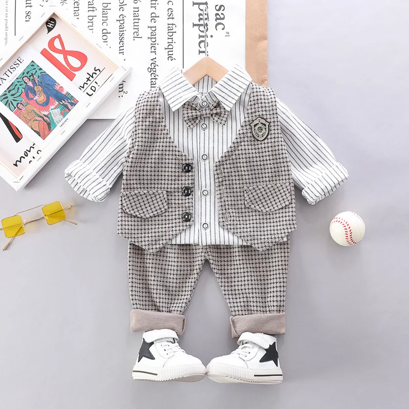 2020 autumn Children Baby Boys Cotton Clothes Infant Outfits Kid Gentleman lattice Bowknot Tie T-Shirt 2pcs/Set Toddler Clothing
2020 autumn Children Baby Boys Cotton Clothes Infant Outfits Kid Gentleman lattice Bowknot Tie T-Shirt 2pcs/Set Toddler Clothing