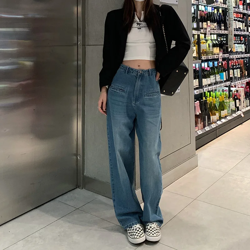 Classic Straight Leg Jeans For Women High Waist Denim Pants 90s Fashion Mom Washed Blue Casual Long Trouser Y2k Baggy Streetwear
Classic Straight Leg Jeans For Women High Waist Denim Pants 90s Fashion Mom Washed Blue Casual Long Trouser Y2k Baggy Streetwear