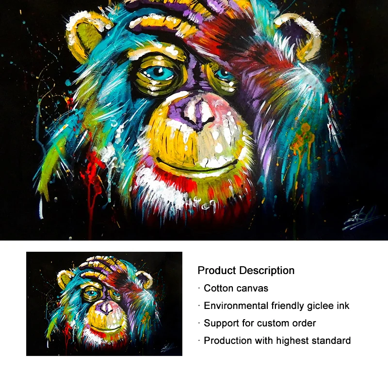 

Abstract Gorilla Canvas Paintings Street Art Monkey Animals Posters and Prints Wall Art Cuadros for Living Room Decor Unframed