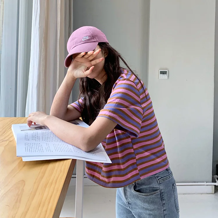 Women Summer Crop Tops College Style Striped Short Sleeve T-Shirts Students O-neck Tees
Women Summer Crop Tops College Style Striped Short Sleeve T-Shirts Students O-neck Tees