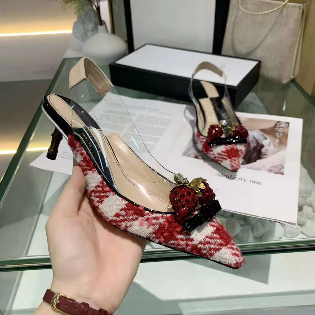 Strawberry Slingback Women Sandals tweed High Heels Patent Leather Shoes Woman Pumps Pointed Wedding Ladies Shoes
Strawberry Slingback Women Sandals tweed High Heels Patent Leather Shoes Woman Pumps Pointed Wedding Ladies Shoes