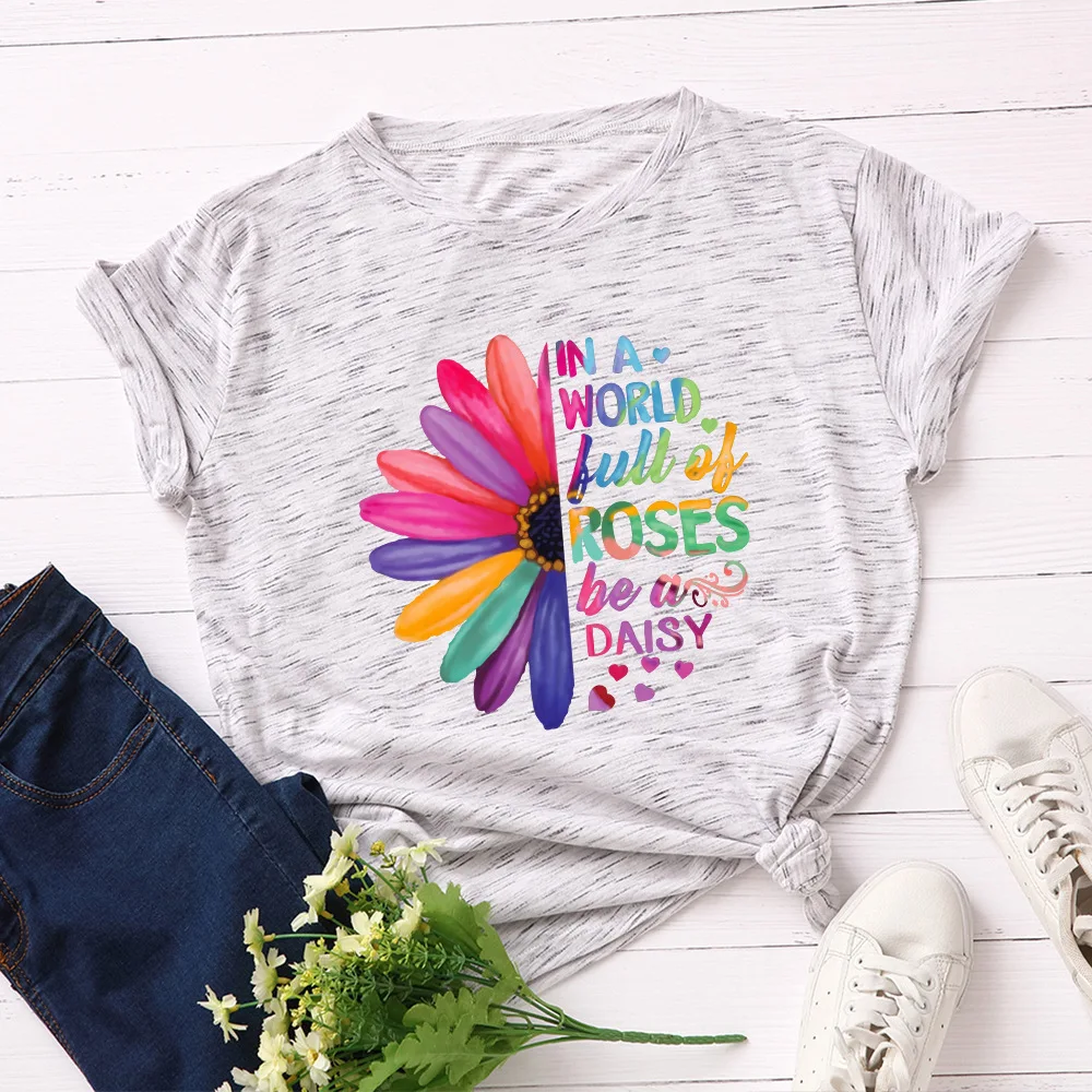 Summer Plus Size S-5XL Women's t-Shirts Print Beautiful Cute Daisy 100%Women's Cotton T-Shirt O Neck Oversized Black Tops
Summer Plus Size S-5XL Women's t-Shirts Print Beautiful Cute Daisy 100%Women's Cotton T-Shirt O Neck Oversized Black Tops