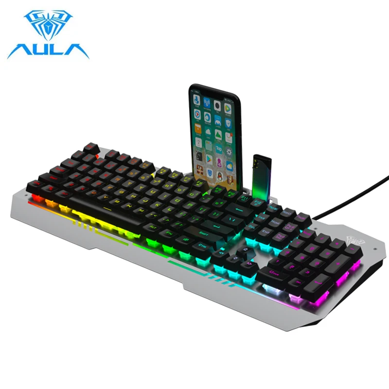 AULA F3010 Mechanical keyboard Mobile Phone Holder Mutliple Background Light USB Wired 26 keys Without Punch Ergonomic Design
AULA F3010 Mechanical keyboard Mobile Phone Holder Mutliple Background Light USB Wired 26 keys Without Punch Ergonomic Design