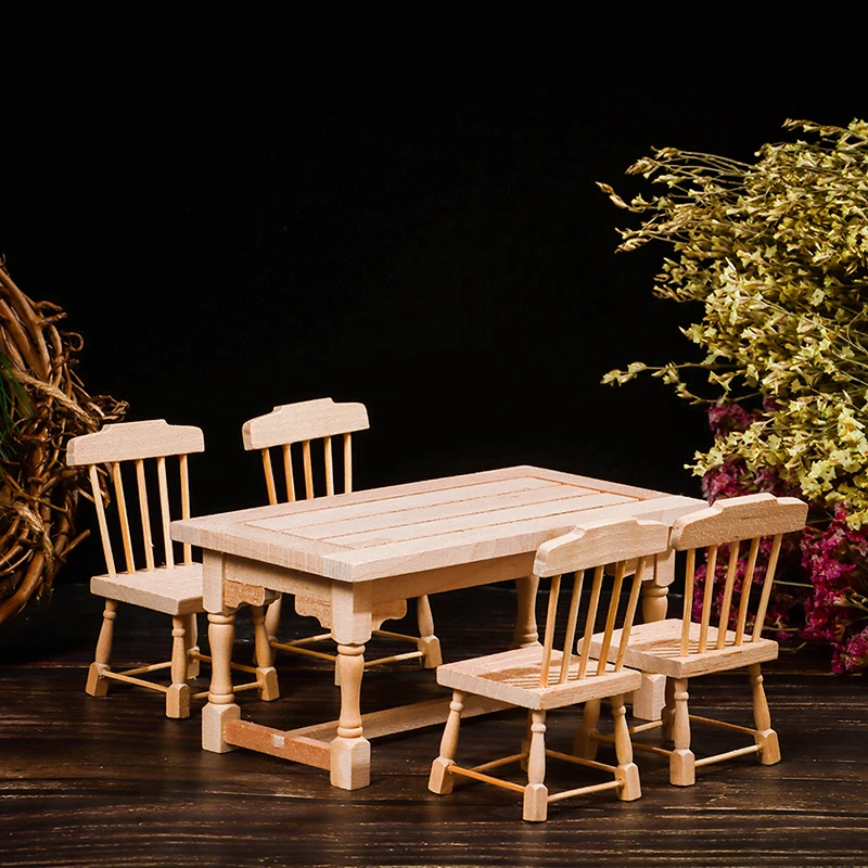 5Pcs/set 1/12 Scale Miniature Wooden Dining Chair Table Furniture For Dollhouse
5Pcs/set 1/12 Scale Miniature Wooden Dining Chair Table Furniture For Dollhouse