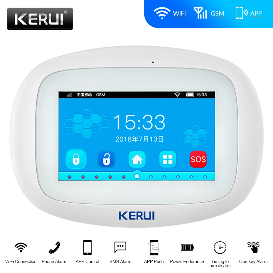 

KERUI K52 WIFI GSM сигнализация 4,3 дюймов большой цветной сенсорный дисплей приложение дистанционное управление Домашняя безопасность беспроводн...