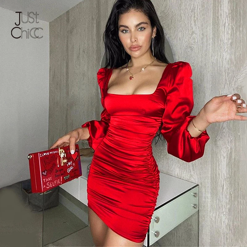 Justchicc Satin Ruched Square Collar Mini Dress For Women Lantern Sleeve Soft Bodycon Dresses Backless Solid Sexy Party Vestidos
Justchicc Satin Ruched Square Collar Mini Dress For Women Lantern Sleeve Soft Bodycon Dresses Backless Solid Sexy Party Vestidos