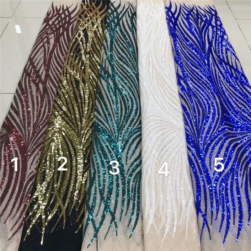 

Royal Blue African lace fabric 2020 High Quality Embroidered Sequins Dragonfly Lace french Tulle Lace Fabric For Nigeria Party