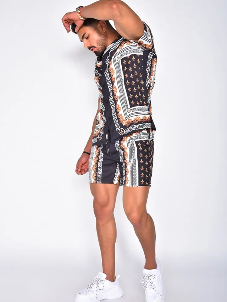 2021 Summer Fashion Men Short Sleeve Sets Printed Lapel Single-Breasted Shirt Men Hawaiian Beach Casual Shorts Suits Two-Piece 
2021 Summer Fashion Men Short Sleeve Sets Printed Lapel Single-Breasted Shirt Men Hawaiian Beach Casual Shorts Suits Two-Piece
