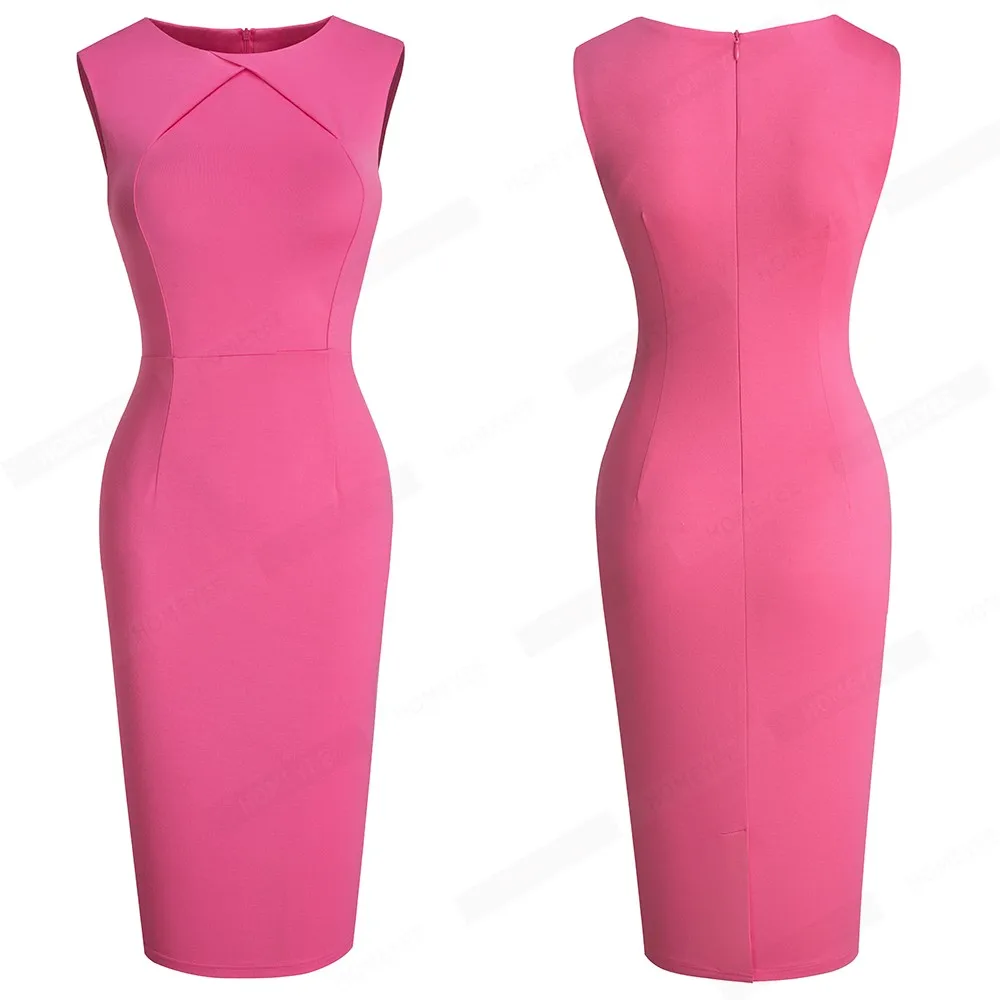 Women Business Elegant Pure Color O Neck Sleeveless Lady Slim Office Pencil Knee Length Dress EB636 
Women Business Elegant Pure Color O Neck Sleeveless Lady Slim Office Pencil Knee Length Dress EB636