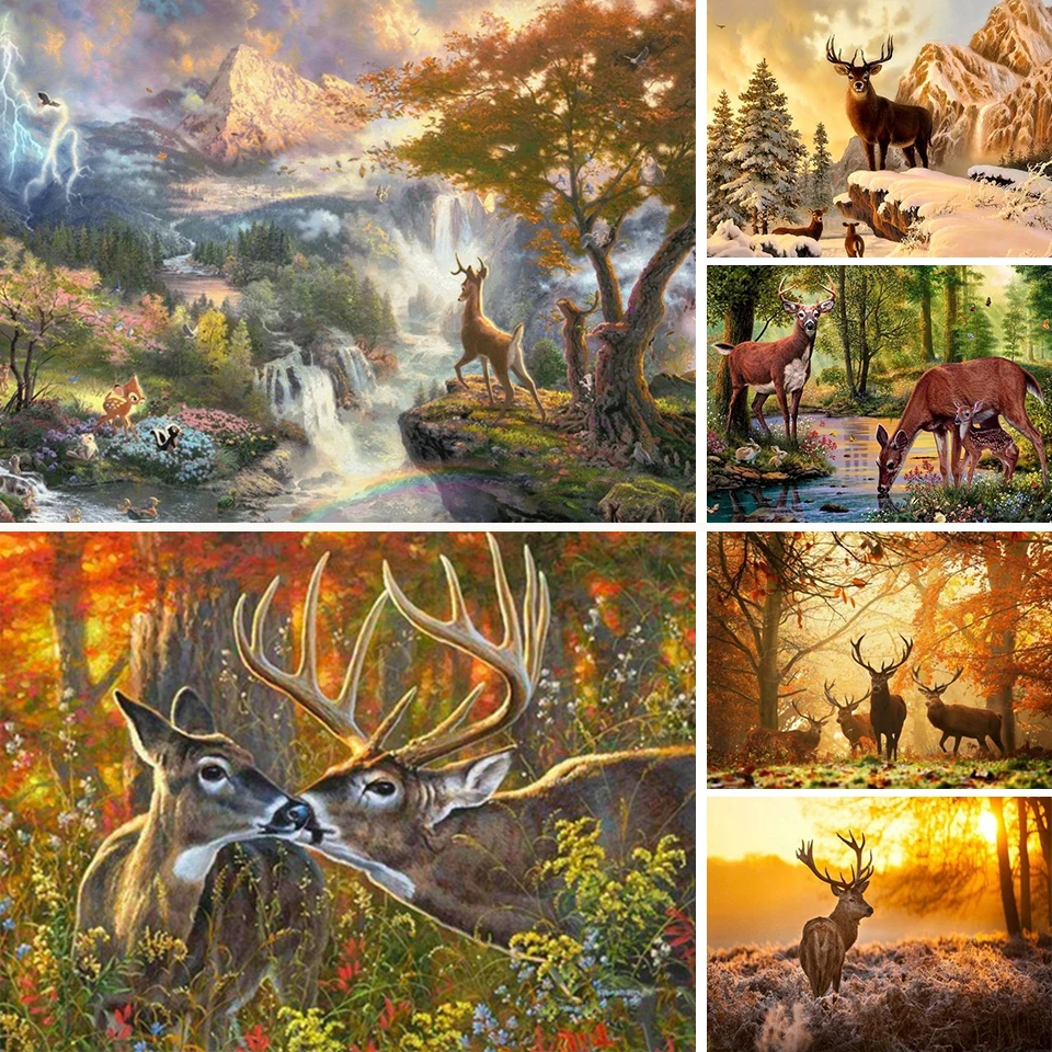 5D Diy Diamond Painting Deer Animals Cross Stitch Kits Full Drill Embroidery Elk Landscape Mosaic Art Picture of Rhinestones
5D Diy Diamond Painting Deer Animals Cross Stitch Kits Full Drill Embroidery Elk Landscape Mosaic Art Picture of Rhinestones