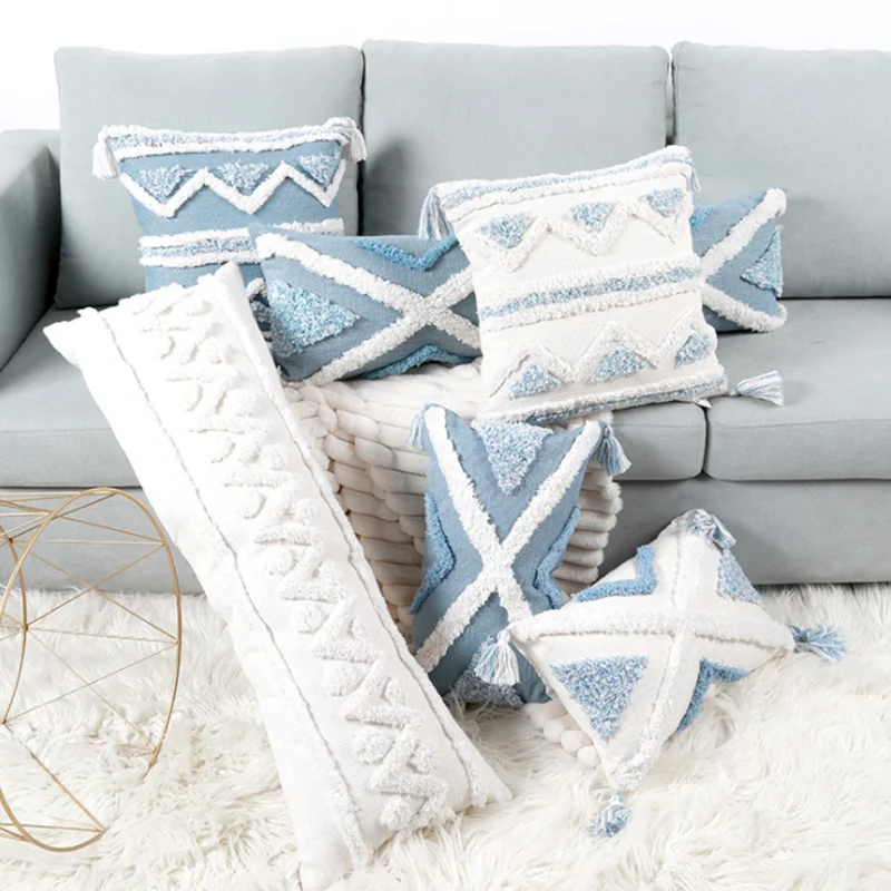 Handmade Cushion Cover Nordic Style Blue Tufted Geometric Decorative Pillowcase Tassel Home Decor Chair Sofa Throw Pillows Case
Handmade Cushion Cover Nordic Style Blue Tufted Geometric Decorative Pillowcase Tassel Home Decor Chair Sofa Throw Pillows Case