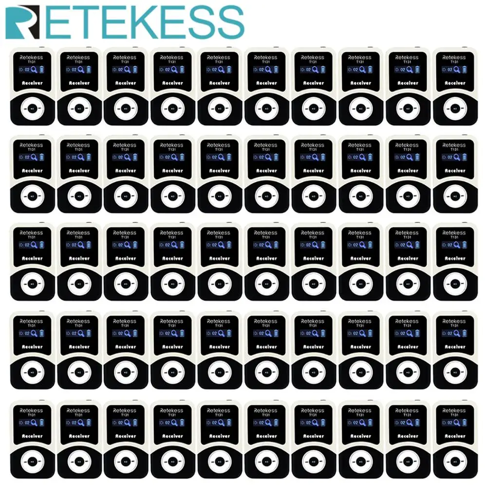 

50pcs Retekess T131 Wireless Receiver for Tour Guide System Simultaneous Interpretation Excursion Meeting Church Factory