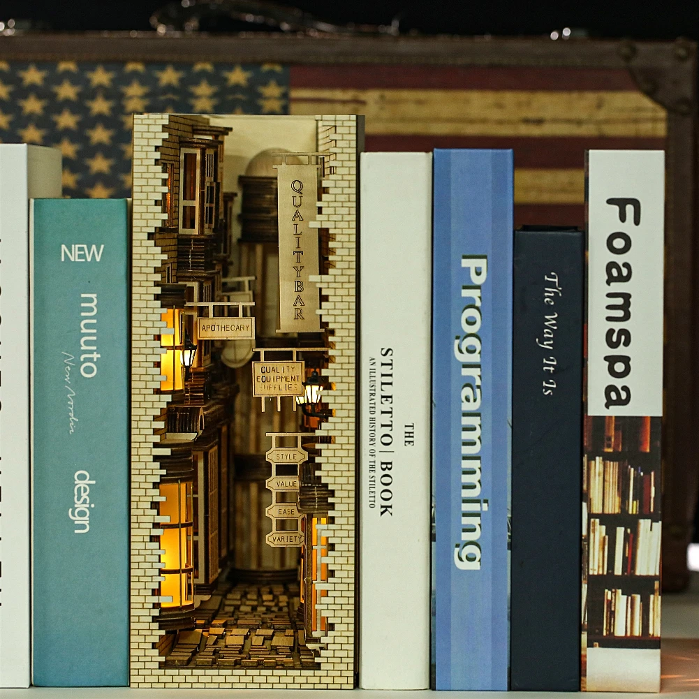 Book Nook Mysterious Ancient Streets DIY Bookend Book Shelf Insert,Booknook Bookcase with Light Model Building Stem Toys For Kit
Book Nook Mysterious Ancient Streets DIY Bookend Book Shelf Insert,Booknook Bookcase with Light Model Building Stem Toys For Kit