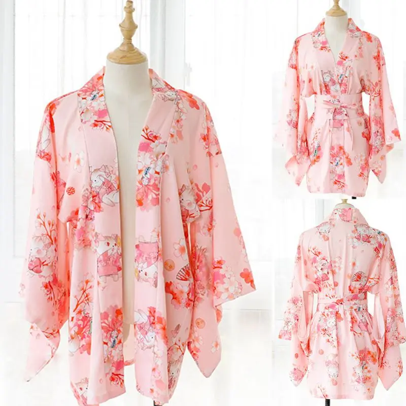 Women Japanese Sexy Short Kimono Yukata Floral Cat Print Lolita Anime Bathrobe Cosplay Lingerie Bowknot Nightgown 
Women Japanese Sexy Short Kimono Yukata Floral Cat Print Lolita Anime Bathrobe Cosplay Lingerie Bowknot Nightgown