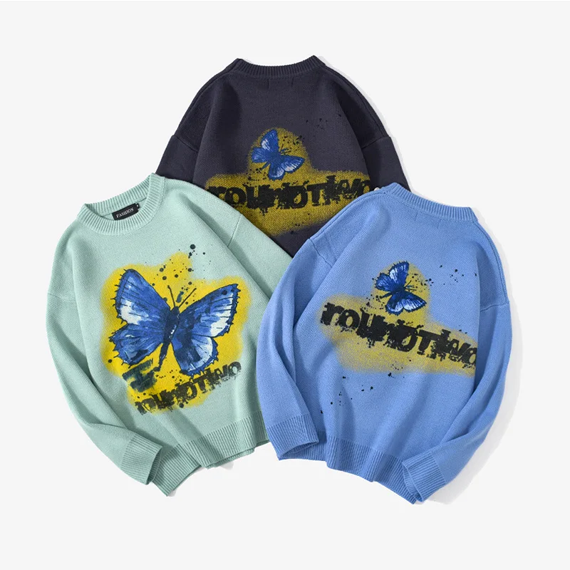 2021Hip Hop Knitwear Korean version Mens Sweaters Harajuku Fashion Butterfly Male Loose Tops Casual Streetwear Pullover Sweaters
2021Hip Hop Knitwear Korean version Mens Sweaters Harajuku Fashion Butterfly Male Loose Tops Casual Streetwear Pullover Sweaters