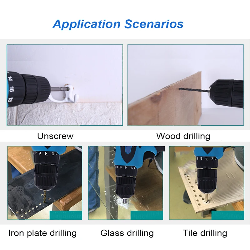 12V Two-speed Electric Drill Lithium Battery Mini Drill Power Tools Cordless Electric Screwdriver Drilling In Steel Wood Ceramic
12V Two-speed Electric Drill Lithium Battery Mini Drill Power Tools Cordless Electric Screwdriver Drilling In Steel Wood Ceramic