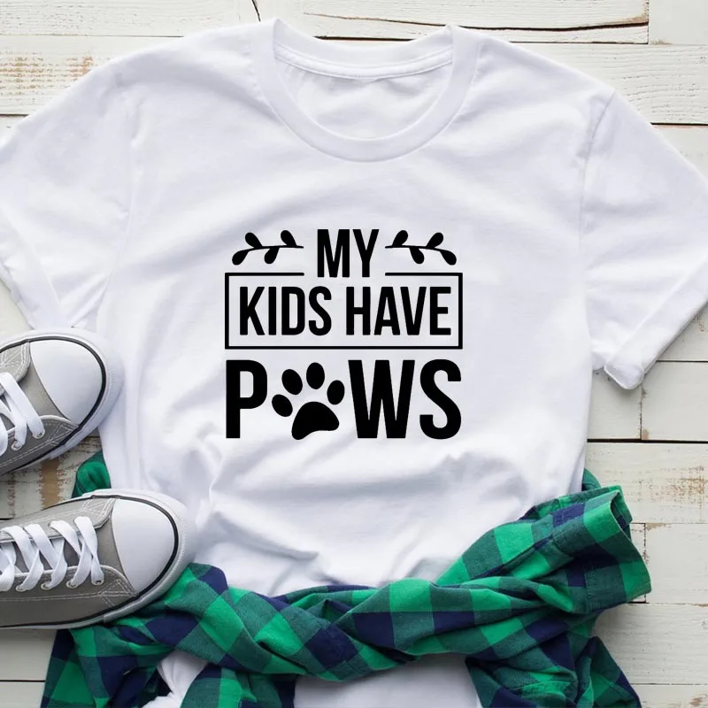 My kids have paws Top tees Short sleeve Black Cotton Funny Letter print Graphic O neck Tshirt cat dog mom mama mother T-shirts
My kids have paws Top tees Short sleeve Black Cotton Funny Letter print Graphic O neck Tshirt cat dog mom mama mother T-shirts