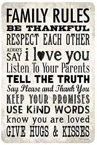 Family Rules Vintage Shabby Chicative Metal Sign Vintage Baration Metal Bar Metal Plate 8x12 Inches
Family Rules Vintage Shabby Chicative Metal Sign Vintage Baration Metal Bar Metal Plate 8x12 Inches