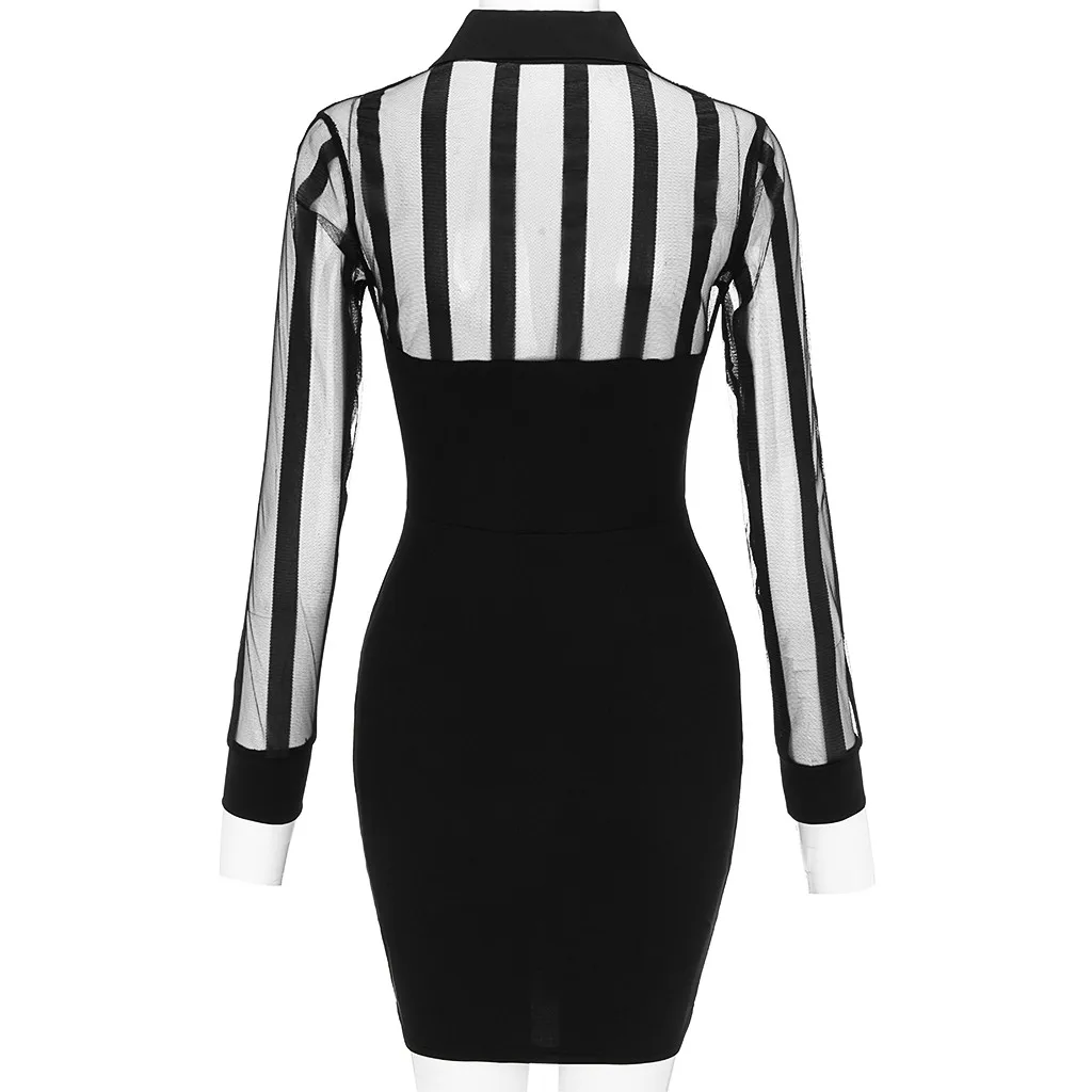 Spring Bodycon Dress Women Fashion Sexy Long Sleeve Sheer Striped Mesh Patchwork Casual Mini Dress Elegant Party Dresses Robe
Spring Bodycon Dress Women Fashion Sexy Long Sleeve Sheer Striped Mesh Patchwork Casual Mini Dress Elegant Party Dresses Robe