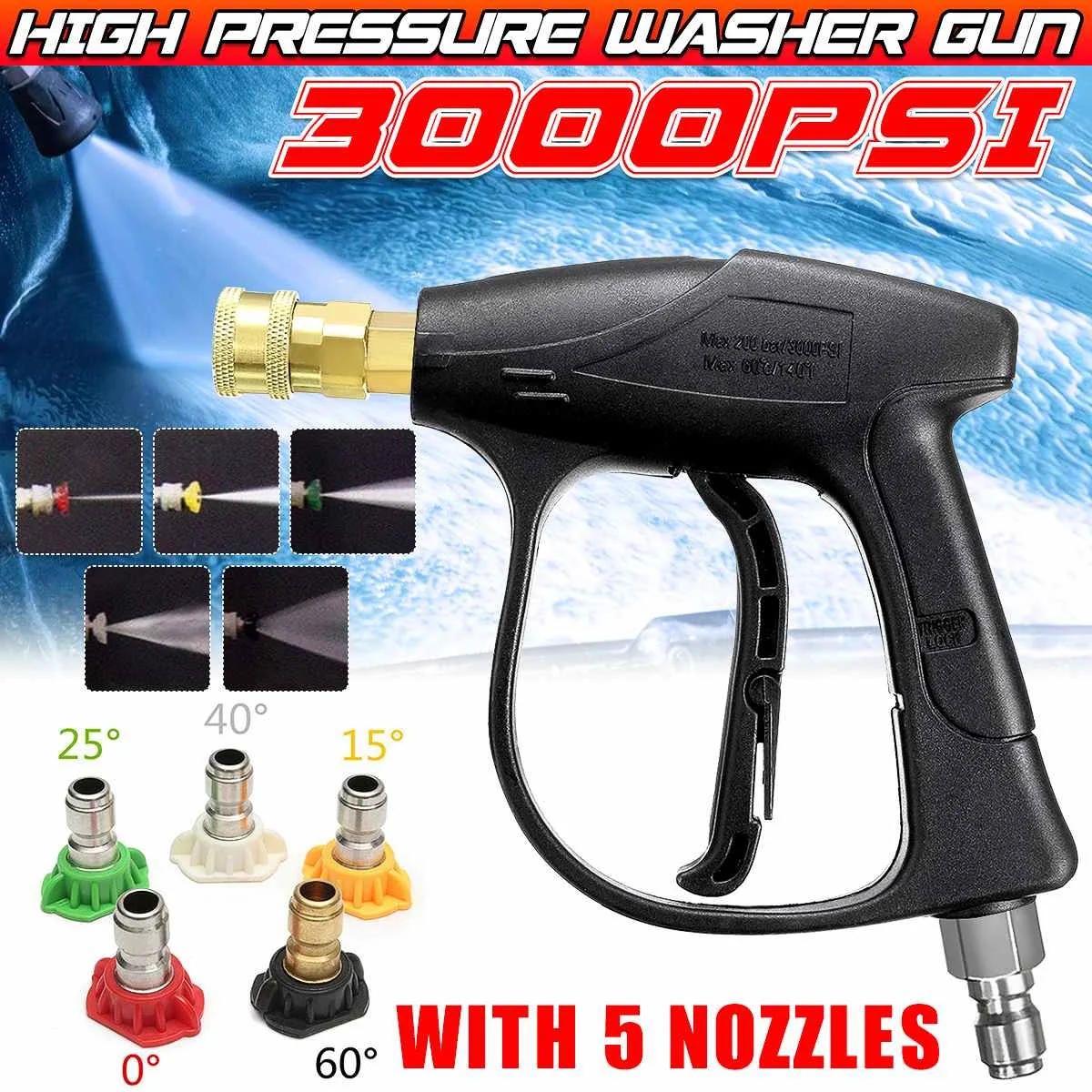 1PC Car High Pressure Washer Gun with M22-14mm Thread with 3/8" Connector with 5 Nozzles for Car Washer Water Gun Cleaning Tools
1PC Car High Pressure Washer Gun with M22-14mm Thread with 3/8" Connector with 5 Nozzles for Car Washer Water Gun Cleaning Tools