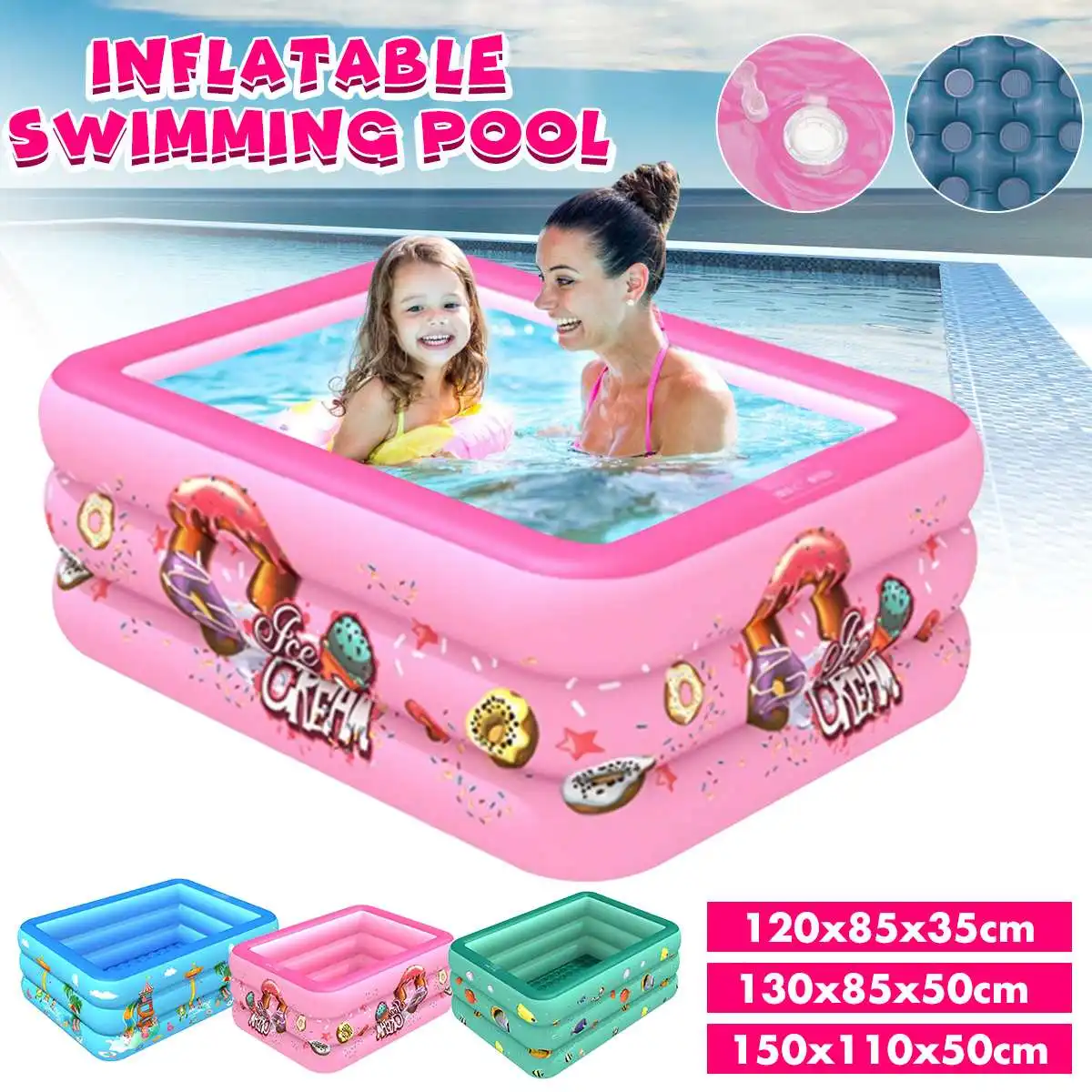 150/130/120CM Kids Inflatable Pool Family Rectangular Inflatable Swimming Pool Bathing Tub Kids Indoor Outdoor Summer
150/130/120CM Kids Inflatable Pool Family Rectangular Inflatable Swimming Pool Bathing Tub Kids Indoor Outdoor Summer