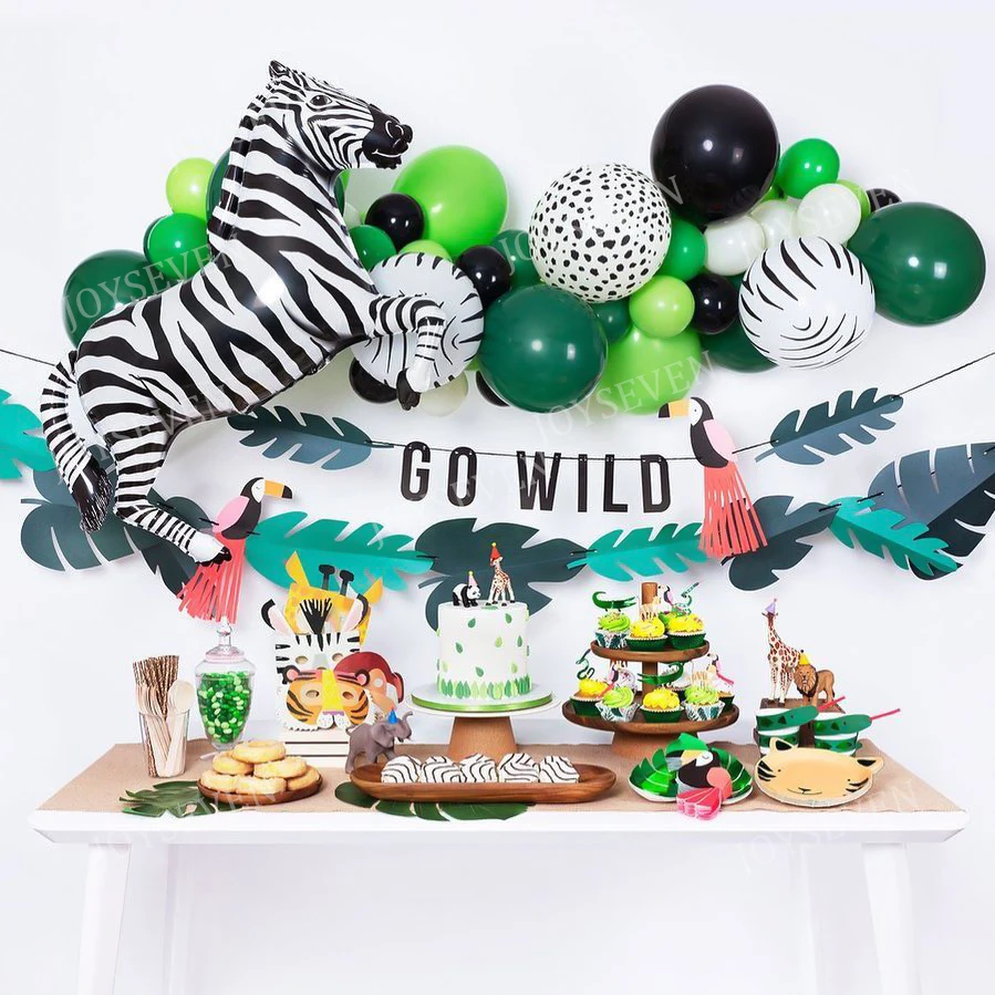 

41pcs Animal Balloons Garland Arch Kit Zebra Foil Balloon For Jungle Safari Birthday Party Baby Shower Decors Helium Air Globos