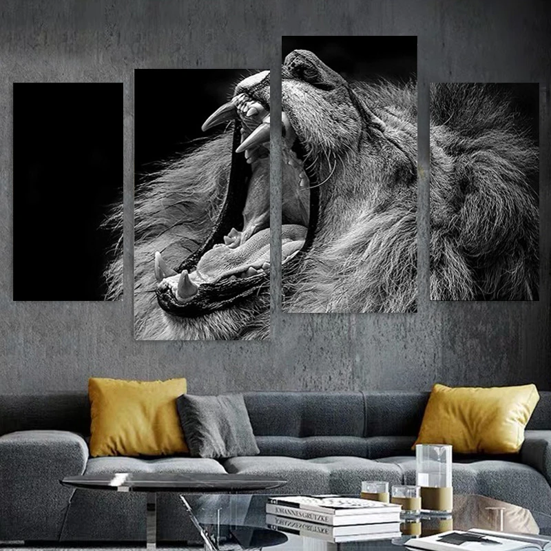 4 Pieces of High-definition Photo Roaring Lion Wall Decoration Living Room Corridor Home Office Art Poster Painting Frameless
4 Pieces of High-definition Photo Roaring Lion Wall Decoration Living Room Corridor Home Office Art Poster Painting Frameless