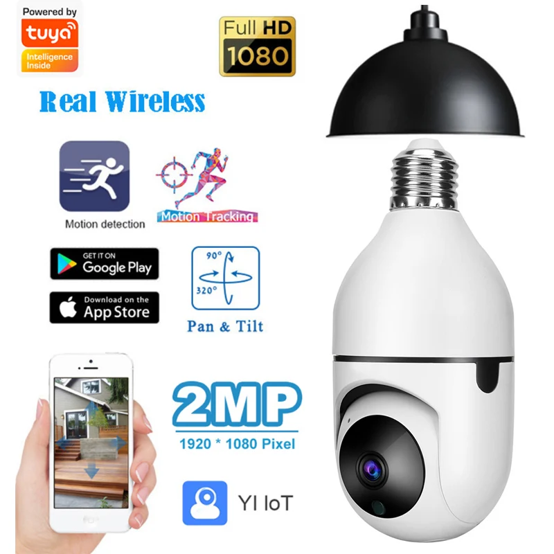 Tuya Smart 2MP 1080P E27 Bulb Wifi Camera PTZ HD Infrared Night Vision Two Way Talk Baby Monitor Auto Tracking For Home Security |