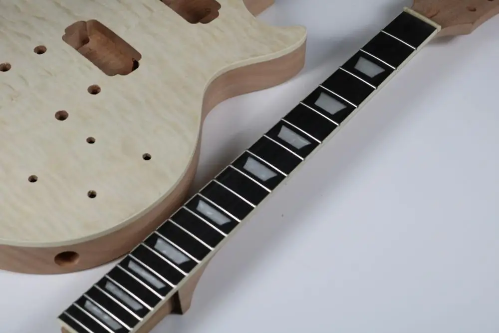 Unfinished Standard Electric Guitar Kit quilted Maple Top Veneer Grover Tuner | Спорт и развлечения