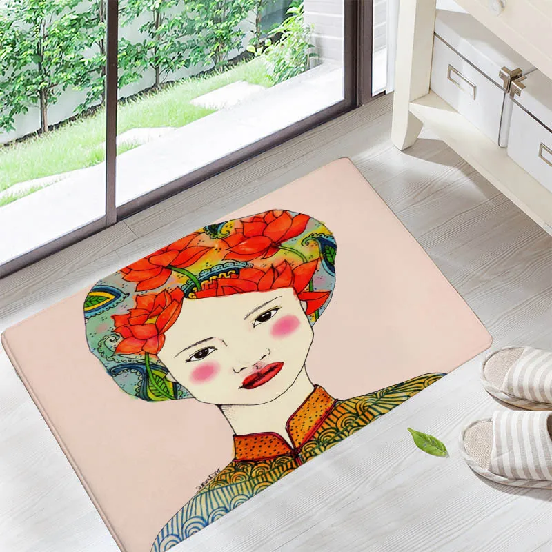 Ladies with Flowers In Hair Floor Doormats Living Rooms Anti-slip Carpet for Home Balcony Bedroom Bathroom Rug Entrance Door Mat
Ladies with Flowers In Hair Floor Doormats Living Rooms Anti-slip Carpet for Home Balcony Bedroom Bathroom Rug Entrance Door Mat