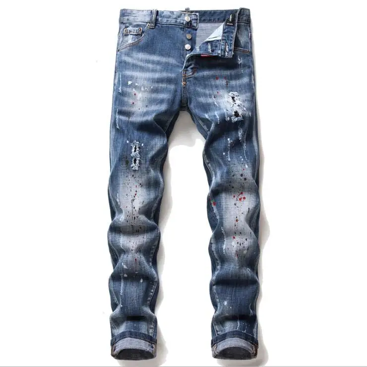 The New ragged paint men's self-cultivation ripped multi-badge stretch D2 jeans skinny beggar pants
The New ragged paint men's self-cultivation ripped multi-badge stretch D2 jeans skinny beggar pants