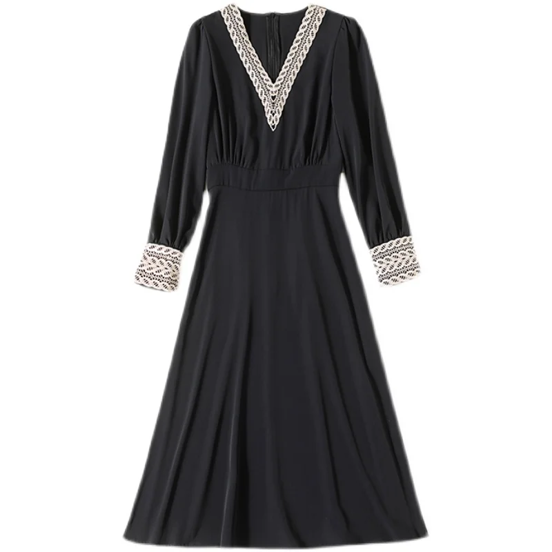 New Elegant Vintage Fashion Women Black Slim Tunic Evening Party Dress Lady V Neck Long Sleeve Midi Dresses 
New Elegant Vintage Fashion Women Black Slim Tunic Evening Party Dress Lady V Neck Long Sleeve Midi Dresses