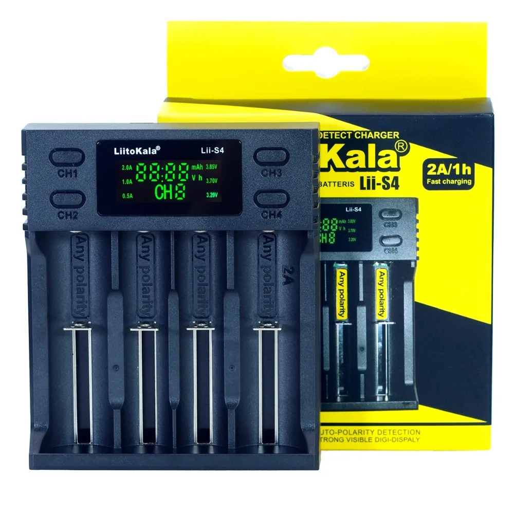 Liitokala Lii-S4 LCD 3 7 V 18650 18350 18500 16340 20700B 21700 20700 10440 14500 26650 1 2 AA AAA NiMH Зарядное устройство для