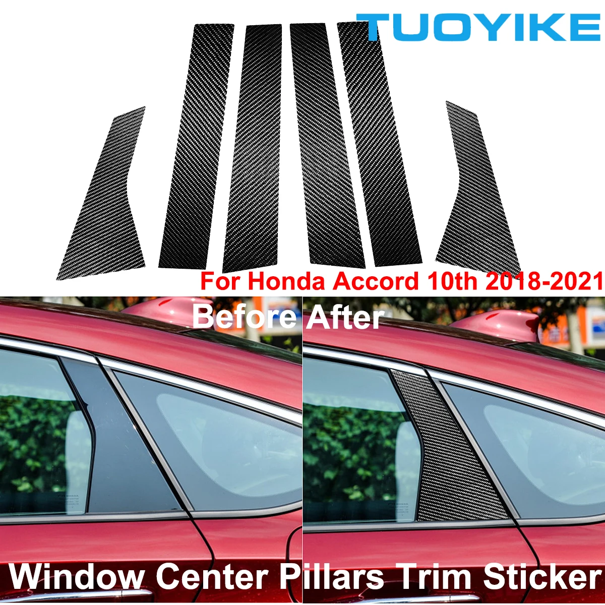 Car Styling Exterior Real Carbon Fiber Window Central B/C-Pillars Moulding Cover Trim Sticker For Honda Accord 10th 2018-2021
Car Styling Exterior Real Carbon Fiber Window Central B/C-Pillars Moulding Cover Trim Sticker For Honda Accord 10th 2018-2021