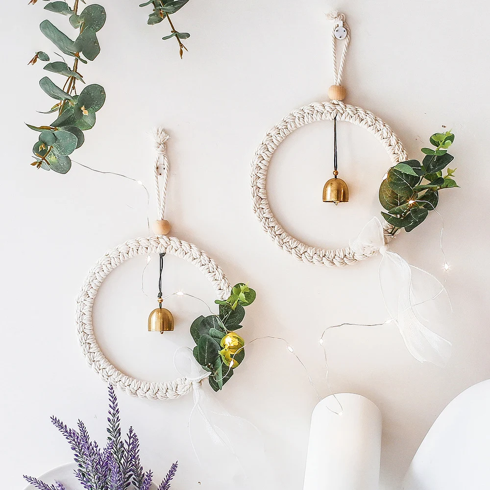 Macrame Wall Hanging Woven Tapestry Wreath with Bell Boho Decor Wall Art Bedroom Living Room Dorm Backdrop Home Decoration Gift
Macrame Wall Hanging Woven Tapestry Wreath with Bell Boho Decor Wall Art Bedroom Living Room Dorm Backdrop Home Decoration Gift